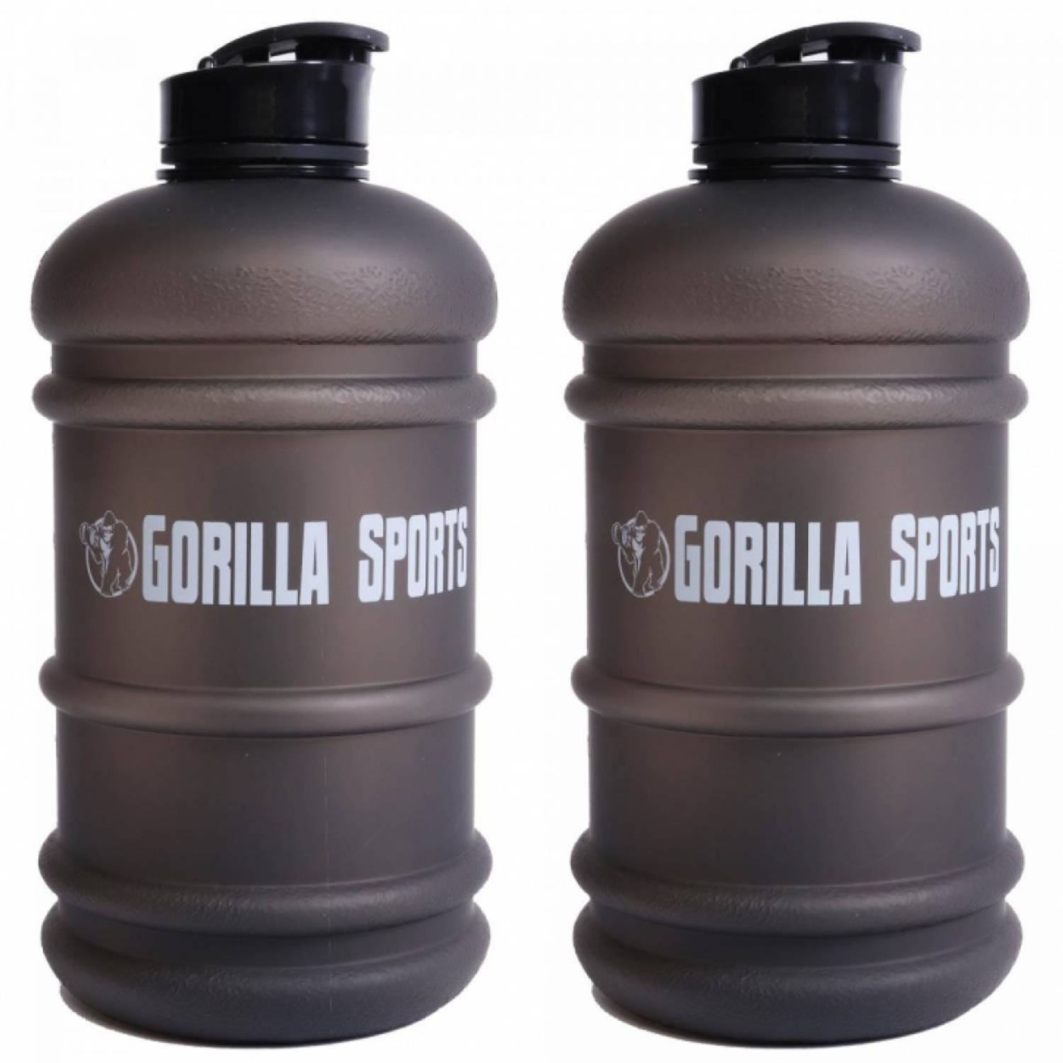 Gorilla Sports Waterfles Gallon 2,2 liter Zwart Set van 2