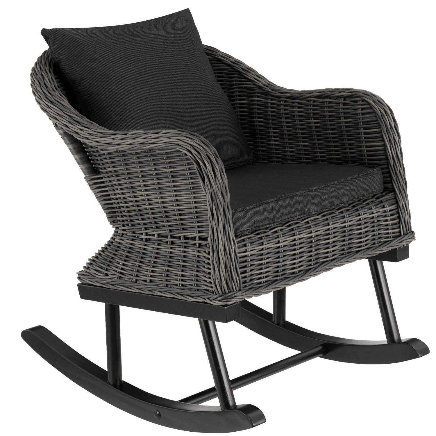 tectake - Wicker schommelstoel Rovigo - 150kg - grijs