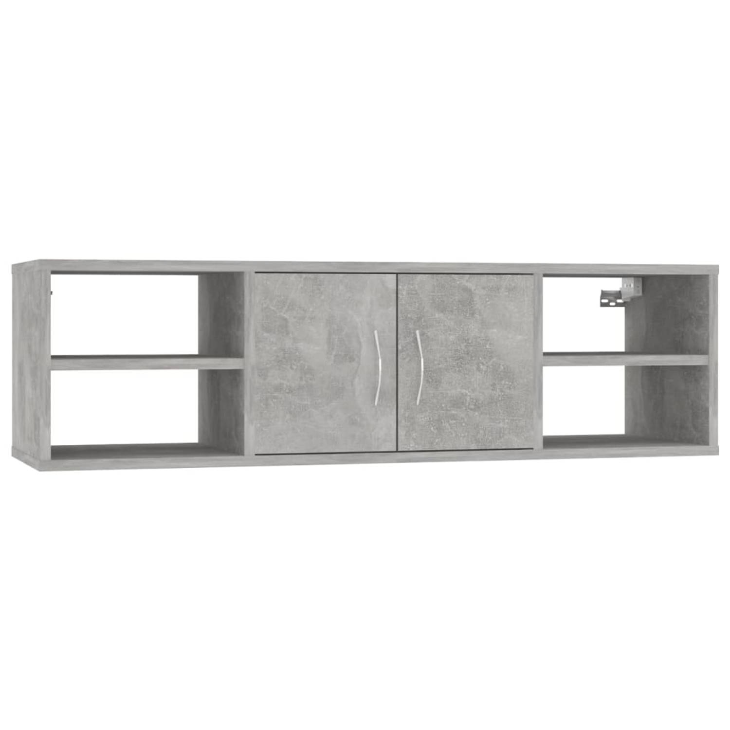 The Living Store Wandmeubel - Betongrijs - 102 x 30 x 29 cm - 6 schappen