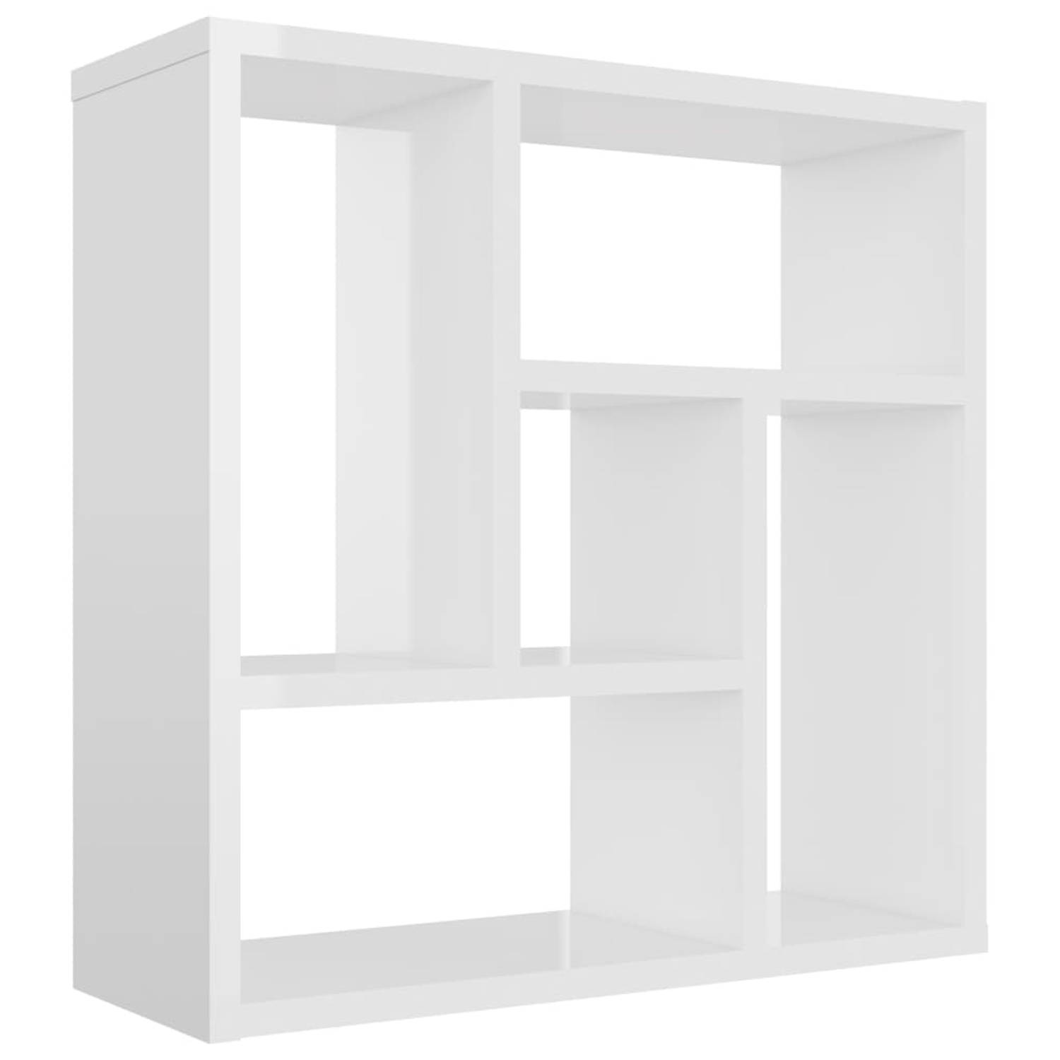 The Living Store Wandschap - Hoogglans wit - 45.1 x 16 x 45.1 cm - 5 opbergvakken