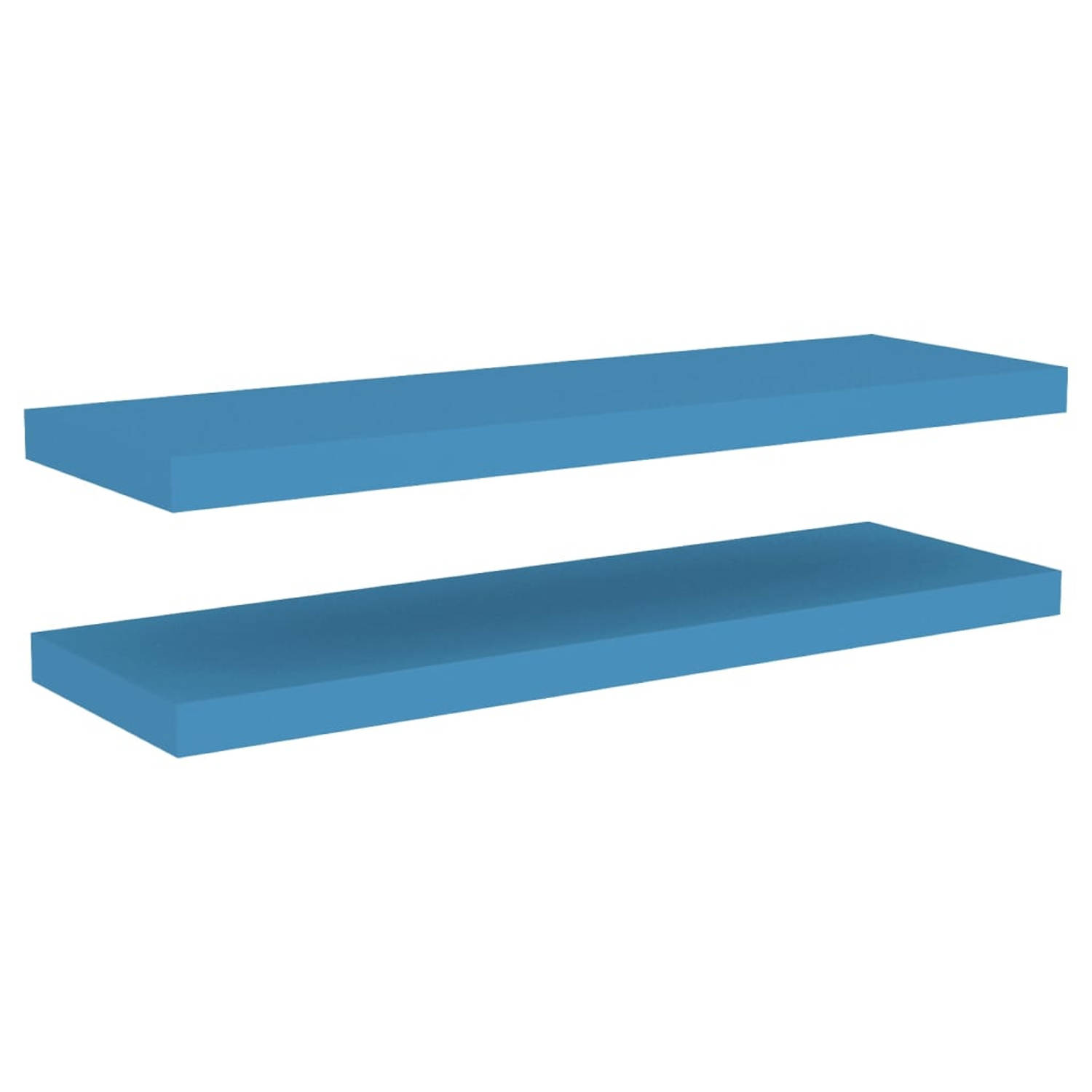 The Living Store Wandschap MDF - 80 x 23.5 x 3.8 cm - Blauw