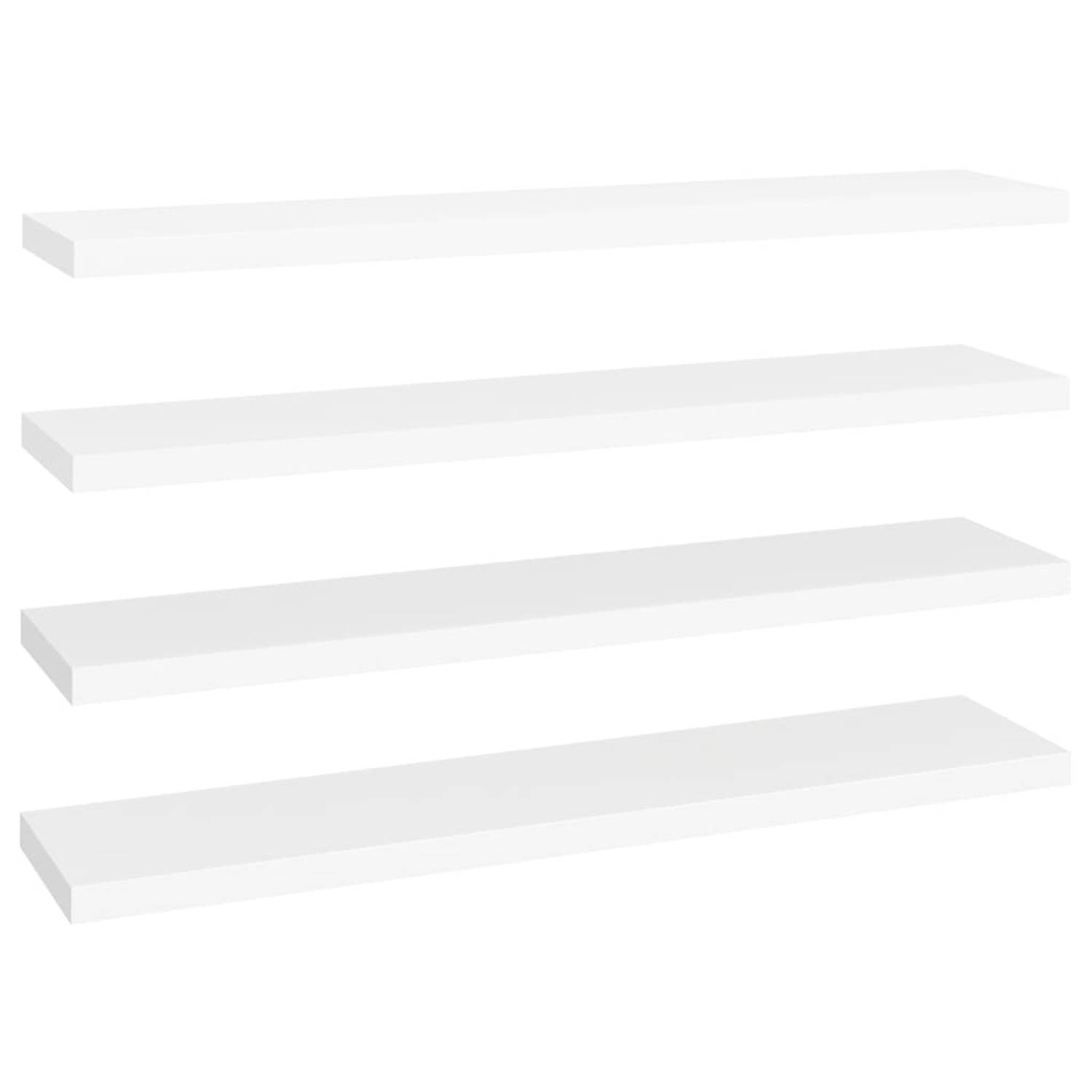 The Living Store Wandschappen zwevend 4 st 120x23-5x3-8 cm MDF wit - Wandsteun