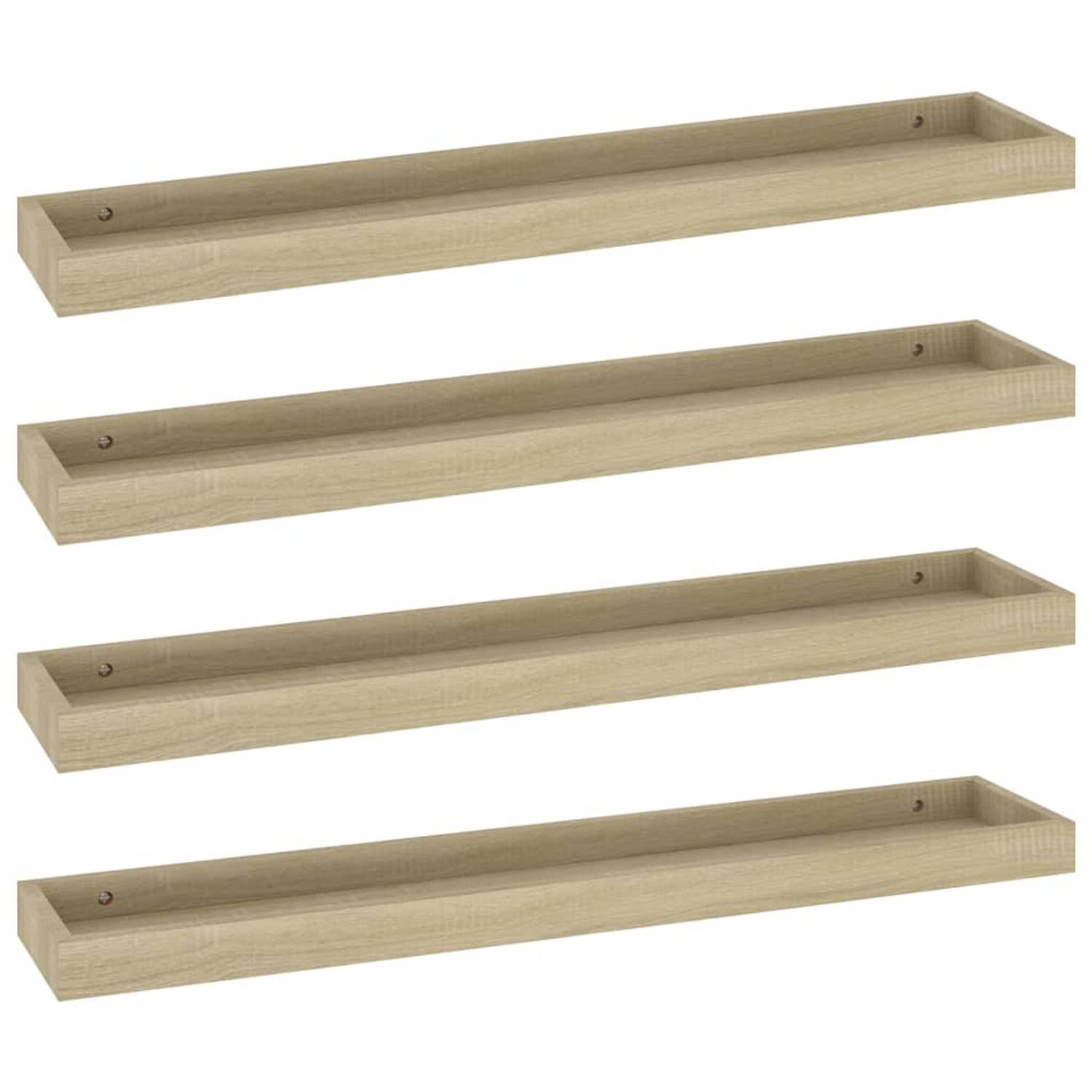 The Living Store Loggia Wandplankenset - Eiken - 80 x 15 x 4 cm - MDF en metaal