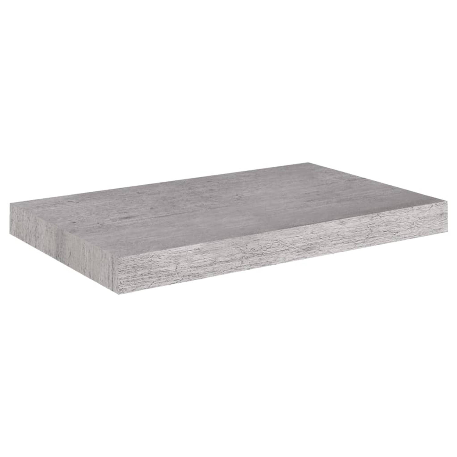 The Living Store Wandschap Honingraat MDF Metaal - 50 x 23 x 3.8 cm - Betongrijs