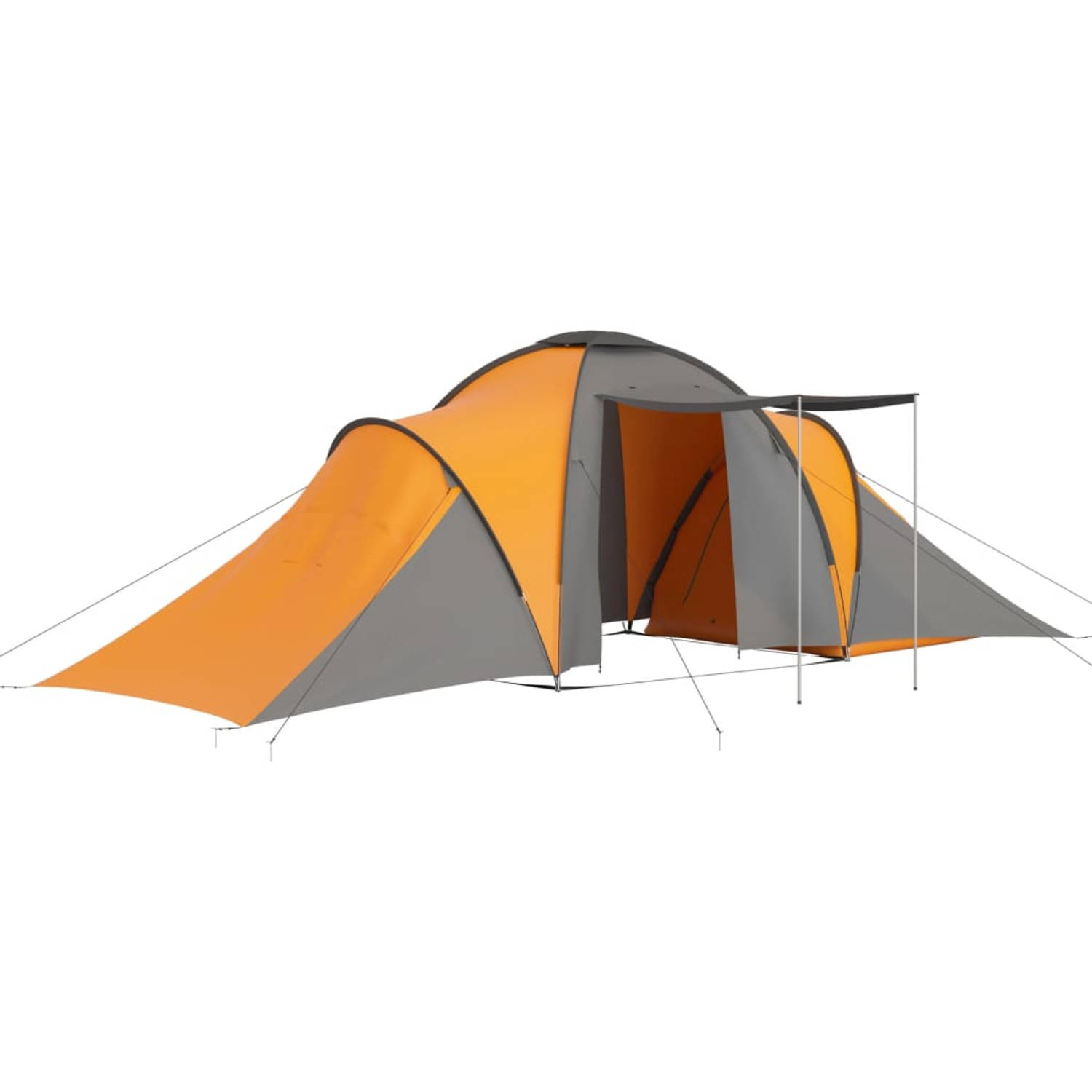 The Living Store Tent Familietent - 6 persoons - 576x235x190 cm - Grijs/Oranje