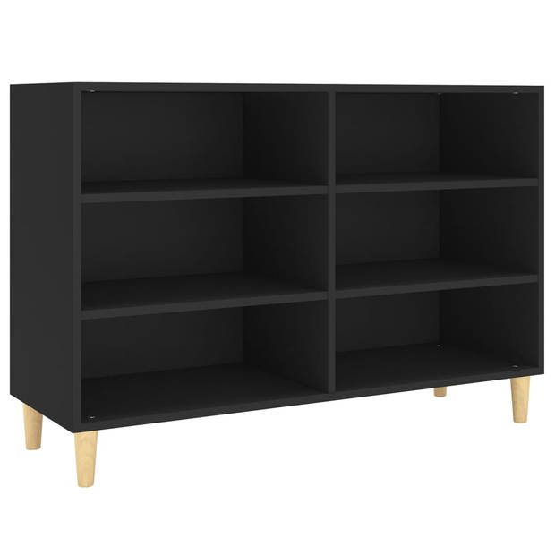 The Living Store Dressoir Scandinavisch Zwart - 103.5 x 35 x 70 cm - 6 Schappen