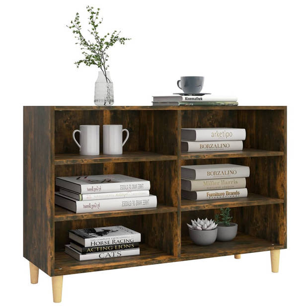 The Living Store Dressoir - chique - opbergmeubel - Afmeting- 103.5x35x70cm - Ken- gerookt eiken+houten poten