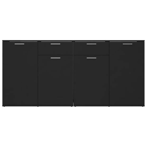 The Living Store Dressoir - 4 deuren en 2 lades - 160 x 36 x 75 cm - zwart hout