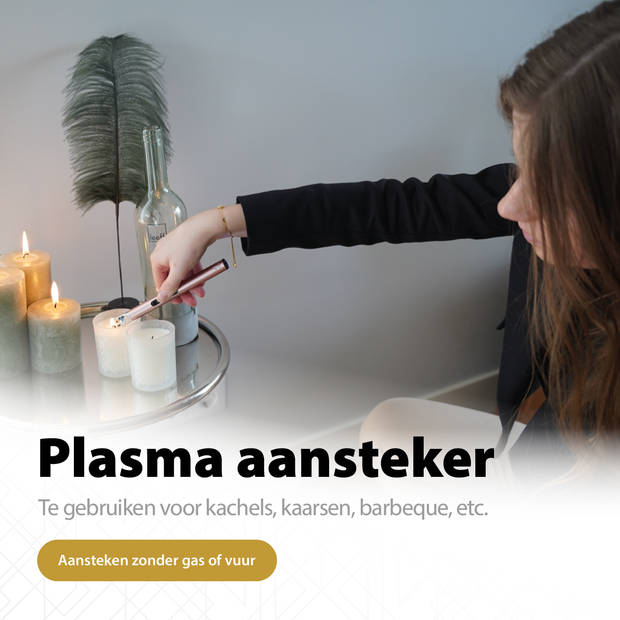 Oplaadbare Lange Elektrische Aansteker - Duurzame Plasma Aansteker - Inclusief Cadeauverpakking - BBQ - Kaarsen - Rose
