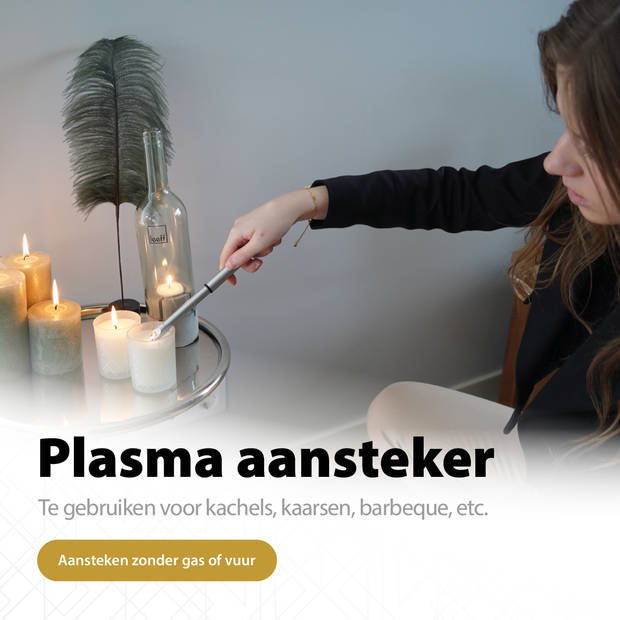 Oplaadbare Lange Dunne Elektrische Aansteker - Plasma Aansteker - Inclusief Cadeauverpakking - BBQ – Kaarsen – Zilver