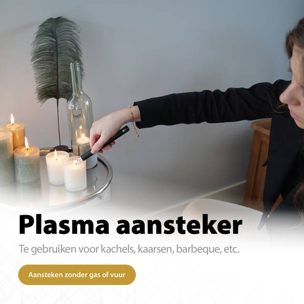 Oplaadbare Lange Elektrische Aansteker - Duurzame Plasma Aansteker - Inclusief Cadeauverpakking - BBQ - Kaarsen - Zwart