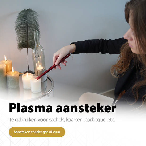 Oplaadbare Lange Dunne Elektrische Aansteker - Plasma Aansteker - Inclusief Cadeauverpakking - BBQ – Kaarsen – Rood