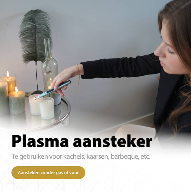 Oplaadbare Lange Elektrische Aansteker - Duurzame Plasma Aansteker - Inclusief Cadeauverpakking - BBQ - Kaarsen - Blauw