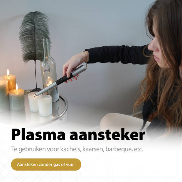 Oplaadbare Elektrische Aansteker - Plasma Aansteker – Luxe Aansteker - Inclusief Cadeauverpakking – BBQ - Zilver