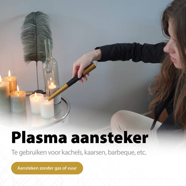 Oplaadbare Elektrische Aansteker - Plasma Aansteker – Luxe Aansteker - Inclusief Cadeauverpakking - BBQ – Kaarsen - Goud