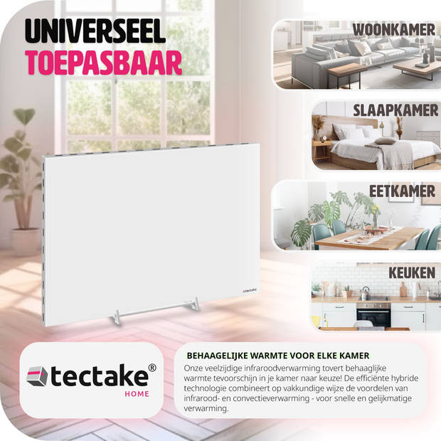 tectake® - Hybride infraroodpaneel met thermostaat en omval- en overhittingsbeveiliging - 700 w - 90x5,5x60cm - 405006