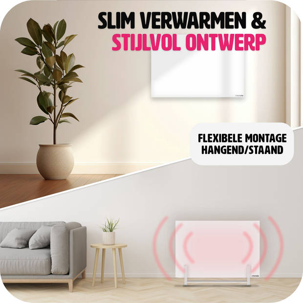 tectake® - Hybride infraroodpaneel met thermostaat en omval- en overhittingsbeveiliging - 300 w - 60x2,5x40cm - 405003