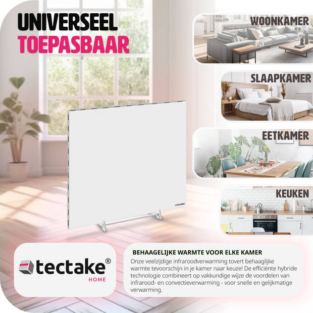 tectake® - Hybride infraroodpaneel met thermostaat en omval- en overhittingsbeveiliging - 450 w - 60x2,5x60cm - 405004