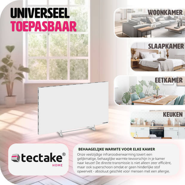 tectake® - Infraroodpaneel met thermostaat - omval- en overhittingsbeveiliging - ISP TH 300 watt - 60x2,5x40cm - 405009