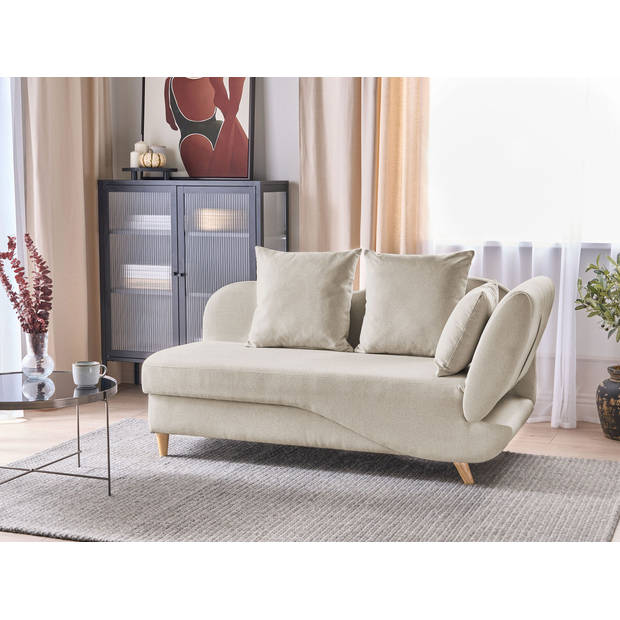 Beliani MERI - Chaise longue-Beige-Linnen