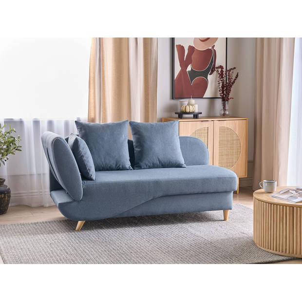 Beliani MERI - Chaise longue-Blauw-Linnen