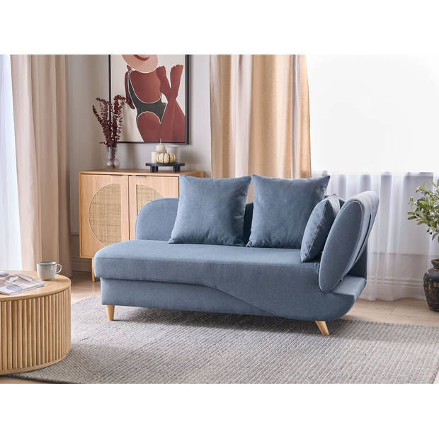 Beliani MERI - Chaise longue-Blauw-Linnen