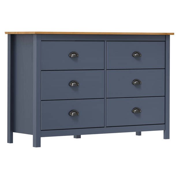 The Living Store Hill Dressoir - Grenenhout - 125 x 40 x 80 cm - 6 lades