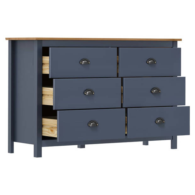 The Living Store Hill Dressoir - Grenenhout - 125 x 40 x 80 cm - 6 lades