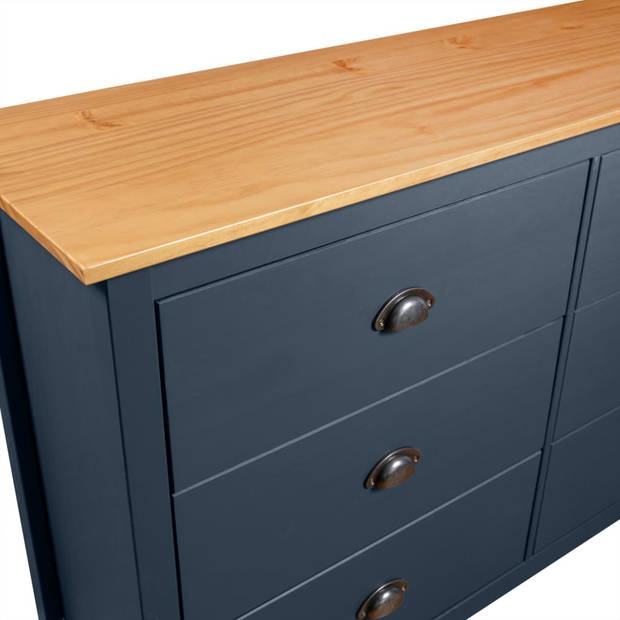 The Living Store Hill Dressoir - Grenenhout - 125 x 40 x 80 cm - 6 lades