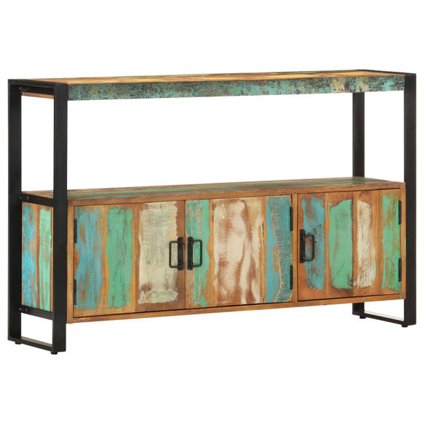 The Living Store Houten dressoir - 120 x 30 x 75 cm - Massief gerecycled hout en gepoedercoat staal