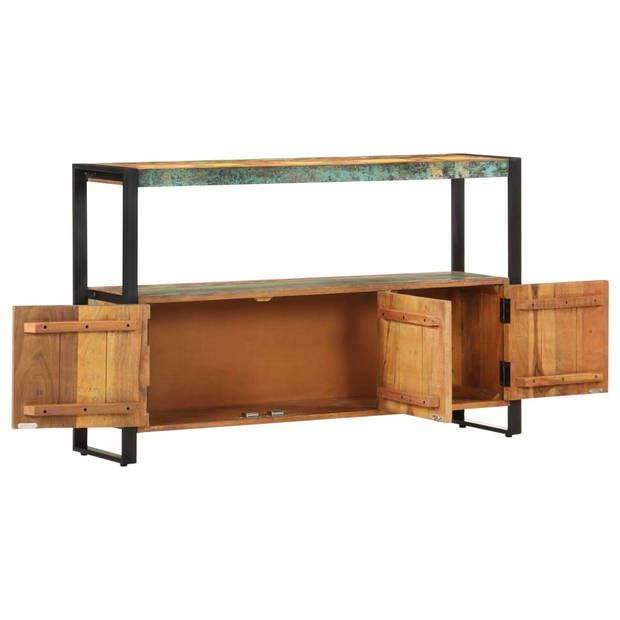 The Living Store Houten dressoir - 120 x 30 x 75 cm - Massief gerecycled hout en gepoedercoat staal