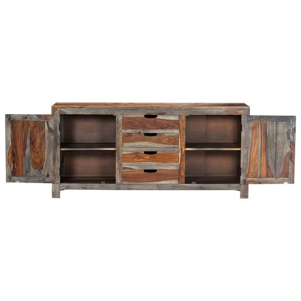 The Living Store Sheeshamhouten dressoir - 160 x 40 x 75 cm - grijs