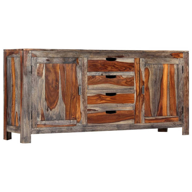 The Living Store Sheeshamhouten dressoir - 160 x 40 x 75 cm - grijs