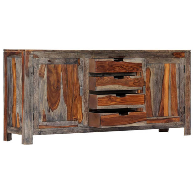 The Living Store Sheeshamhouten dressoir - 160 x 40 x 75 cm - grijs