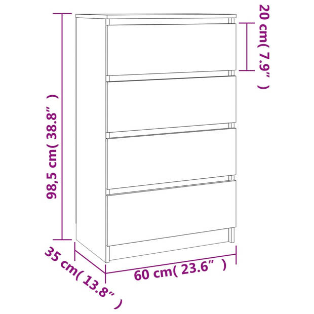 vidaXL Dressoir 60x35x98,5 cm bewerkt hout betongrijs