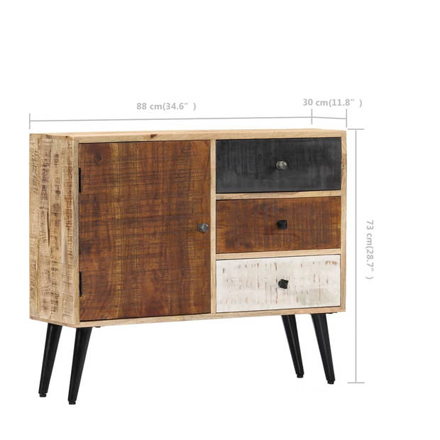 The Living Store Dressoir - Opbergmeubel - 88 x 30 x 73 cm - Mangohout - Gepolijst en gelakt