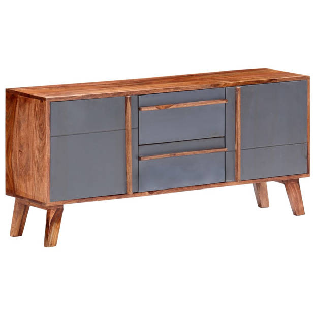 The Living Store Meubels - Sheeshamhouten Dressoir - 120 x 30 x 55 cm - Grijs en Donkerhout