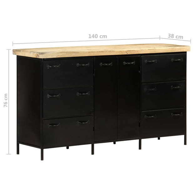 The Living Store Mangohouten Dressoir - 140 x 38 x 76 cm - Rustieke Industriële Stijl