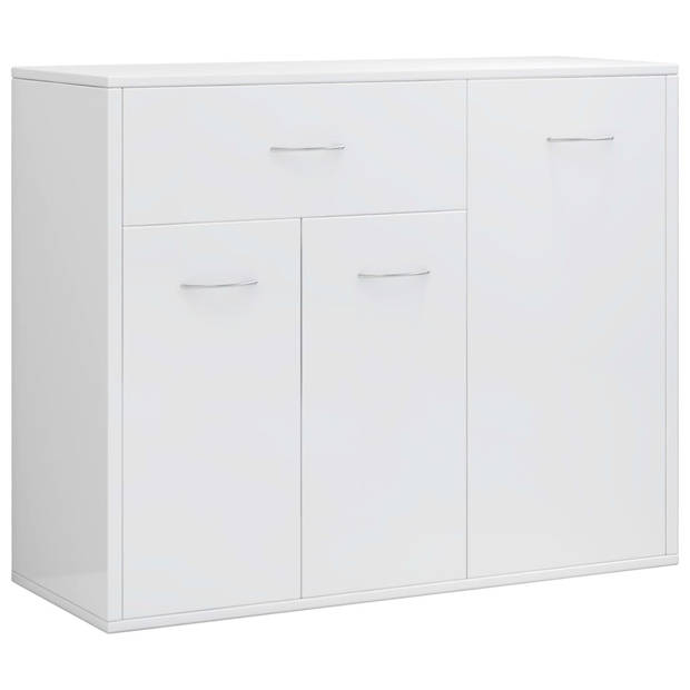 The Living Store Dressoir - Hoogglans wit - 88 x 30 x 70 cm - Met 1 lade en 3 deuren