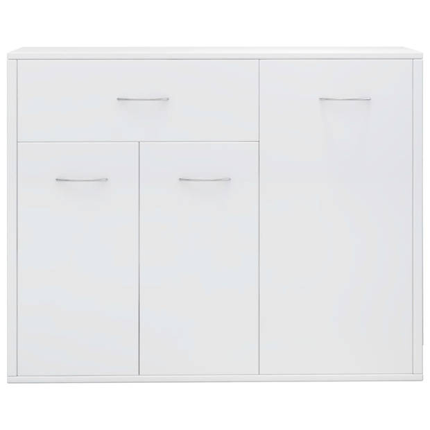 The Living Store Dressoir - Hoogglans wit - 88 x 30 x 70 cm - Met 1 lade en 3 deuren