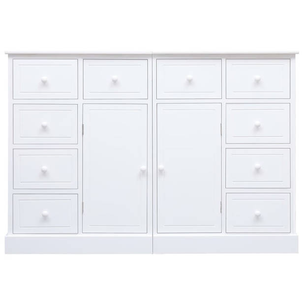 The Living Store Dressoir met 10 lades 113x30x79 cm hout wit - Keukenkast