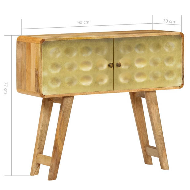 The Living Store Retro Stijl Houten Dressoir - 90 x 30 x 77 cm - Gouden Print