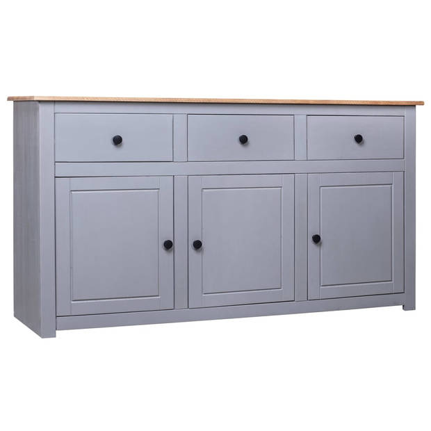 The Living Store Dressoir Grenenhout - Grijs en Natuurlijke houtkleur - 135x40x80cm - 3 lades en 3 deuren