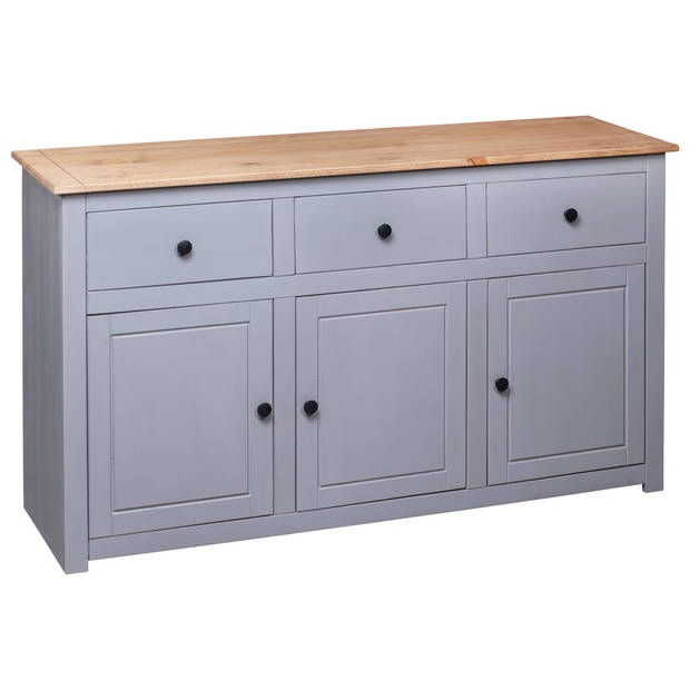 The Living Store Dressoir Grenenhout - Grijs en Natuurlijke houtkleur - 135x40x80cm - 3 lades en 3 deuren