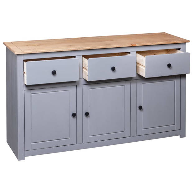 The Living Store Dressoir Grenenhout - Grijs en Natuurlijke houtkleur - 135x40x80cm - 3 lades en 3 deuren