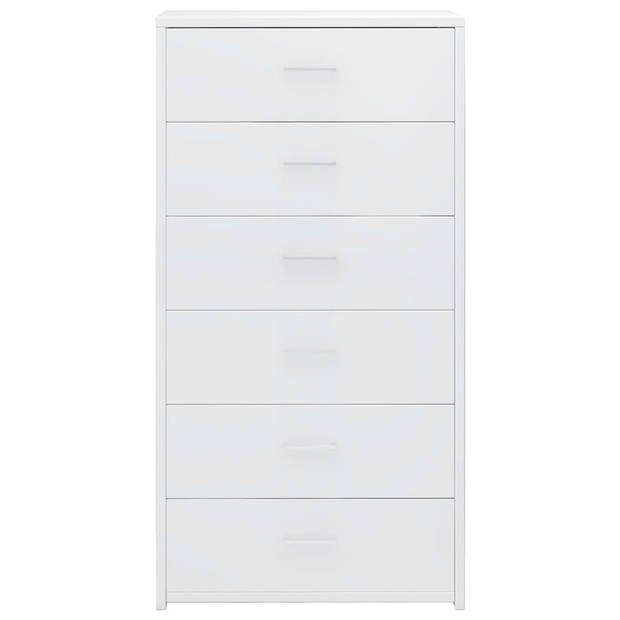 The Living Store Dressoir - Hoogglans wit - 50 x 34 x 96 cm - 6 lades