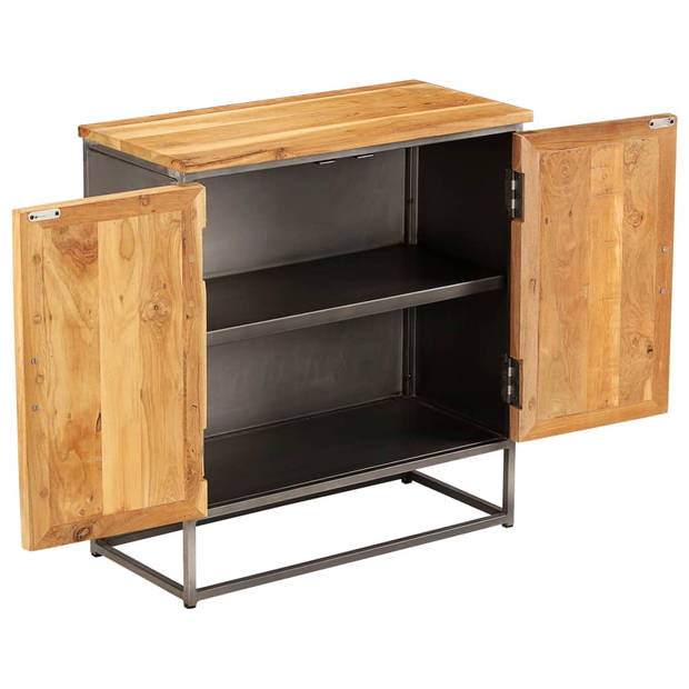 The Living Store Dressoir - Rustieke charme - Gerecycled teakhout - Stalen frame - 65x30x70 cm - Gepolijst en gelakt