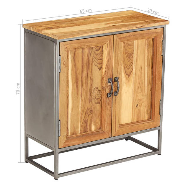 The Living Store Dressoir - Rustieke charme - Gerecycled teakhout - Stalen frame - 65x30x70 cm - Gepolijst en gelakt