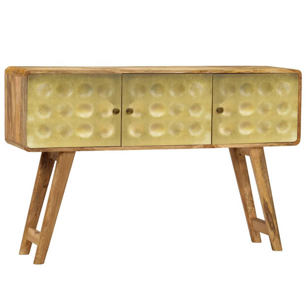 The Living Store Retro Dressoir - Massief Mangohout - 120 x 30 x 80 cm - Gouden Opdruk