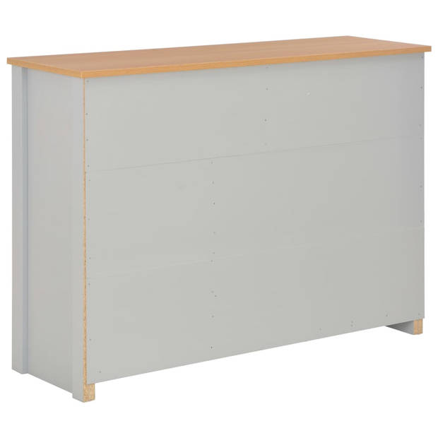 The Living Store Dressoir Opbergvakken - 112 x 35 x 81 cm - Grijs/Natuurlijke houtkleur